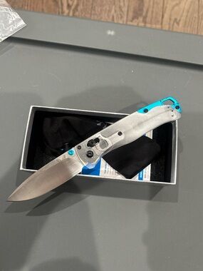 Stainless Folding Pocket Knife with Turquoise Accents